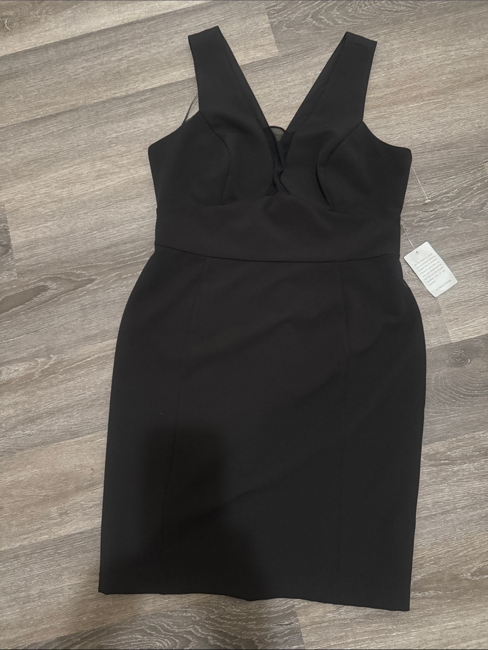 Women's Black V-Neck Midi Sheath Dress
